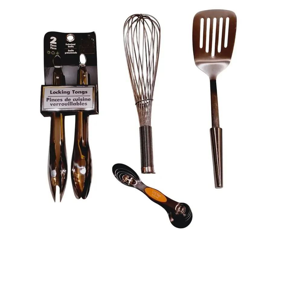 Stainless Steel Cooking Utensils Tongs Magnetic Measuring Spoons Wisk Spatula